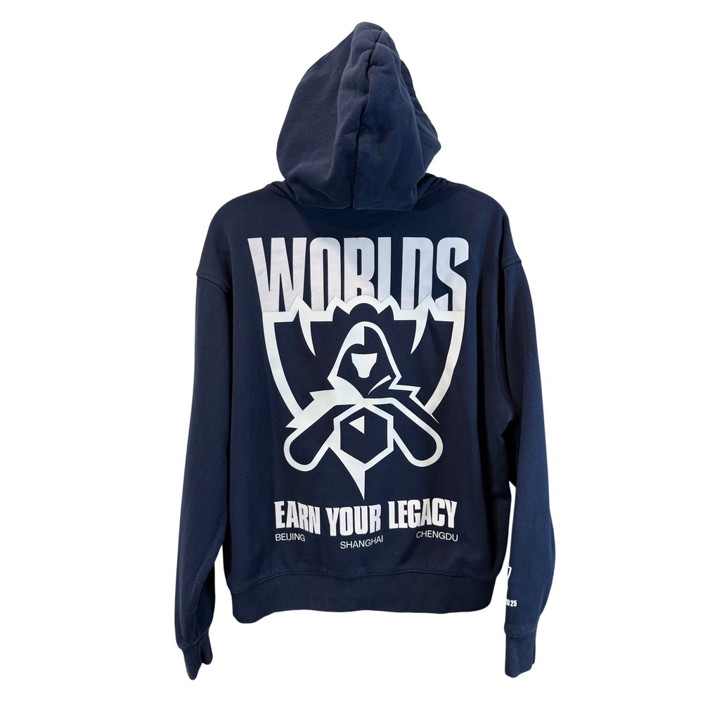 RARE ONE OF A KIND League of Legends Worlds 2025 Navy Blue Zip Hoodie Size M